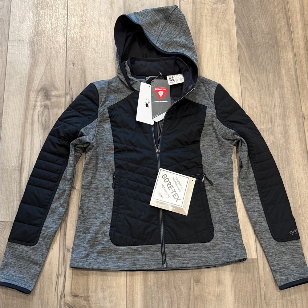 SPYDER GTX Goretex Infinum Hybrid Primaloft Windstopper Hooded Black Jacket